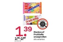 mentos of fruittella snoeprollen