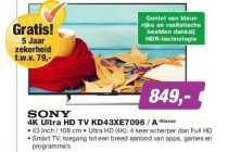 sony 4k ultra hd tv kd43xe7096