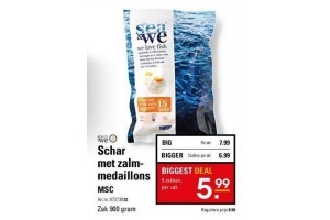 schar met zalmmedaillons