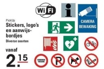 stickers logo s en aanwijsbordjes