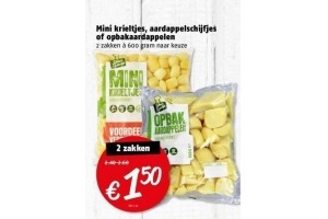 mini krieltjes aardappelschijfjes of opbakaardappelen