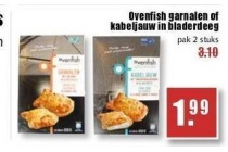 ovenfish garnalen of kabeljauw in bladerdeeg