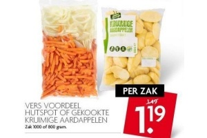 vers voordeel hutspot of gekookte kruimige aardappelen