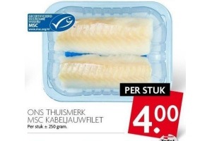 ons thuismerk msc kabeljauwfilet