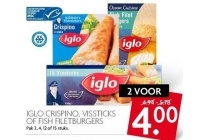 iglo crispino vissticks of fish filetburgers