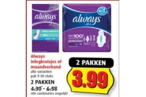 always inlegkruisjes of maandverband