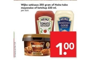 wijko satesaus 250 gr of heinz tube mayonaise of ketchup 220 ml