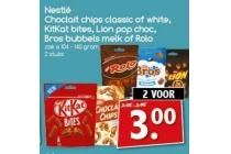 nestle choclait chips classic of white kitkat bites lion pop choc bross bubbels melk of rolo