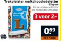 trekpleister melkchocoladeletter