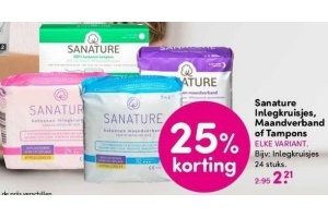 sanature inlegkruisjes maandverband of tampons