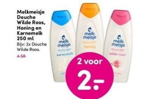 melkmeisje douche wilde roos honing en karnemelk 250 ml