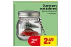 glazen pot met tafereel