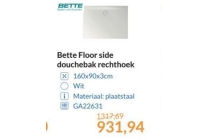 bette floor side douchebak rechthoek