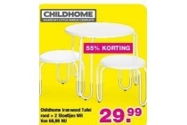 childhome ironwood tafel rond 2 stoeltjes wit