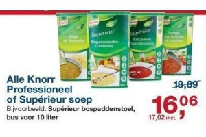 alle knorr professioneel of superieur soep