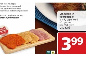 schnitzels in voordeelpak blank gepanee