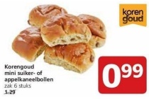 korengoud mini suiker of appelkaneelbollen