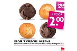 proef t verschil muffins