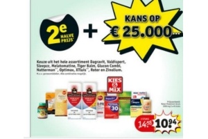 keuze uit het hele assortiment dagravit valdispert sleepzz melatomatime tiger balm glucon combi natterman optimax roter en zinolium