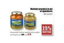 markant groenten in pot of appelmoes