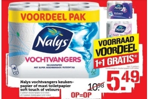 nalys vochtvangers keukenpapier of maxi toiletpapier soft touch of velours