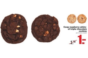 coop raspberry whiteof triple chocolate cookies