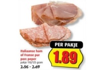 italiaanse ham of franse pur porc peper