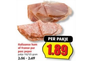 italiaanse ham of franse pur porc peper
