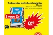 trekpleister melk chocoladeletter