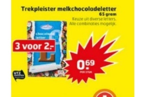 trekpleister melk chocoladeletter