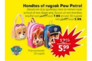 handtas of rugzak paw patrol