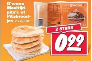 g woon maaltijd pita s of pitabroodjes