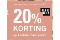 20 korting op 1 artikel naar keuze