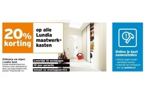 20 korting op alle lundia maatwerkkasten