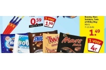 bounty mars snickers twix of milky way