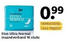 etos ultra normal maandverband 16 stuks