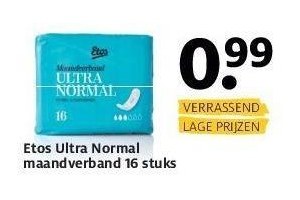 etos ultra normal maandverband 16 stuks