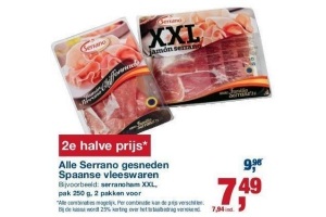 alle serrano gesneden spaanse vleeswaren