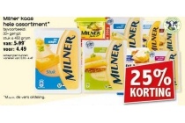 het gehele assortiment milner kaas