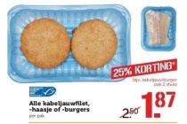 kabeljauwfilet haasje of burgers