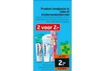 prodent tandpasta in tube of kindertandenborstel