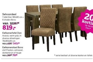 1 tafel ilan en 6 stoelen bono