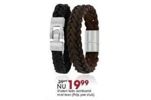 stalen kids armband met leer