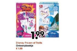 disney frozen of trolls ontwerpboekje