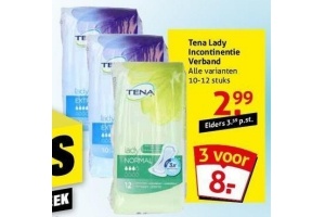 diverse tena lady incontinentie verband