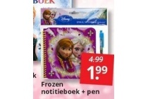 frozen notitieblok en pen