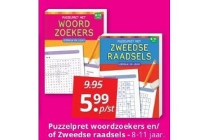 puzzelpret woordzoekers en of zweedse raadsels