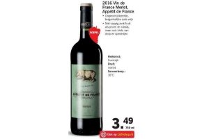 2016 vin de france merlot appetit de france