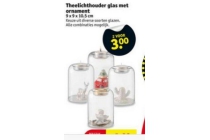 theelichthouder glas met ornament