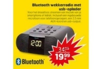 bluetooth wekkerradio met usb oplader